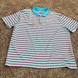 Nike Red and Blue Striped Polo Shirt